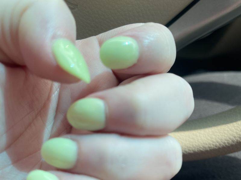 Glossy green nails